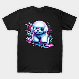 Bichon Frise On Skiboard T-Shirt